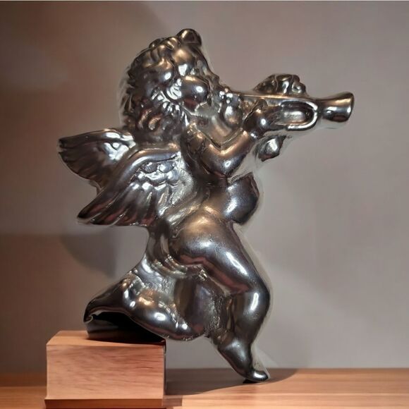 VTG Polished Pewter Cherub - Picture 1 of 3